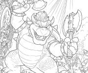 Coloriage M&eacute;chant Bowser en action