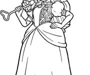Coloriage Princesse Peach avec sa parapluie