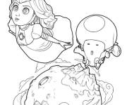 Coloriage et dessins gratuit Sc&egrave;ne de Rosalina flottante dans l'espace à imprimer