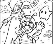Coloriage Super Mario avec Rosalina et Luma