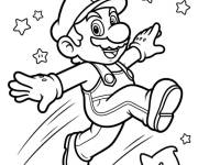 Coloriage et dessins gratuit Super Mario sautant avec Luma à imprimer