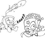 Coloriage Superzings Pop Corn contre Sugar Rush