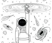 Coloriage Astronaute d&eacute;couvreur du Le syst&egrave;me solaire