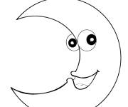 Coloriage Croissant de lune heureux