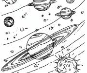 Coloriage Des grosses plan&egrave;tes dans l'espace en orbite