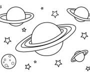 Coloriage et dessins gratuit Des plan&egrave;tes et des &eacute;toiles à imprimer