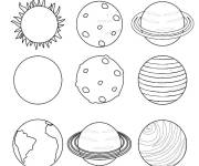 Coloriage Divers plan&egrave;tes avec notre soleil