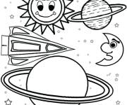 Coloriage Fusil qui d&eacute;couvre le Syst&egrave;me solaire avec la lune