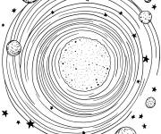 Coloriage Galaxie tourbillonnante dessin&eacute; &agrave; la main
