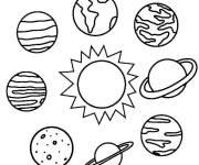 Coloriage Huit plan&egrave;tes autour du soleil