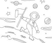 Coloriage Jeune astronaute sur la plan&egrave;te du Syst&egrave;me solaire