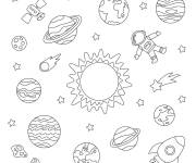 Coloriage L'astronaute dans le syst&egrave;me solaire