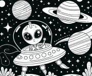 Coloriage L&rsquo;aventure de l&rsquo;extraterrestre dans le syst&egrave;me solaire