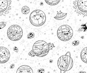Coloriage L'emplacement des plan&egrave;tes mignonnes dans le syst&egrave;me