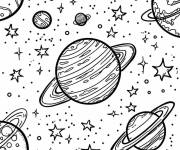 Coloriage L'espace ou on trouves les syst&egrave;mes solaires