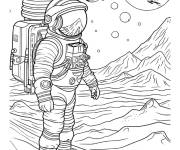 Coloriage La marche lunaire d&rsquo;un astronaute