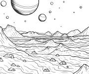 Coloriage Le paysage rouge de Mars