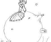 Coloriage Le Petit prince sur une plan&egrave;te &eacute;trange