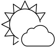 Coloriage Le soleil derri&egrave;re un petit nuage