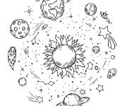Coloriage Le soleil, le centre de notre maison de l'espace