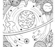 Coloriage Le syst&egrave;me solaire plan&eacute;taire anti-stress