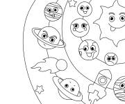 Coloriage Le Syst&egrave;me solaire pour enfants