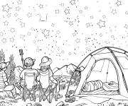 Coloriage Les adolescents observent les étoiles
