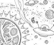 Coloriage Les extraterrestres visitant le syst&egrave;me solaire