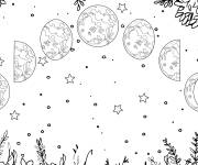 Coloriage Les phases de la lune pour les adolescents et les adultes