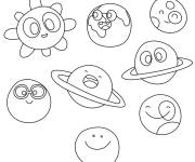 Coloriage Les plan&egrave;tes du Syst&egrave;me solaire avec des yeux