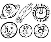 Coloriage Les plan&egrave;tes du Syst&egrave;me solaire chibi