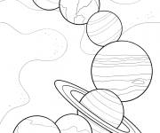 Coloriage Les plan&egrave;tes du syst&egrave;me solaire en collection lin&eacute;aire