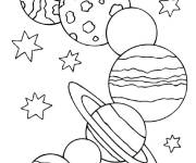 Coloriage Les plan&egrave;tes du Syst&egrave;me solaire en une seul ligne