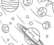 Coloriage Les plan&egrave;tes du Syst&egrave;me stellaire en mouvement