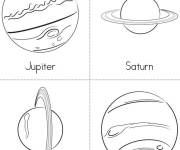Coloriage Les plan&egrave;tes Jupiter, Saturne, Uranus et Neptune