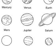 Coloriage Liste des plan&egrave;tes du Syst&egrave;me solaire