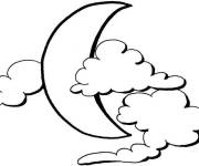Coloriage Lune entre les nuages