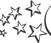 Coloriage Lune, soleil et &eacute;toiles en vecteur