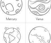 Coloriage Mercure, V&eacute;nus, Terre et Mars du syst&egrave;me solaire