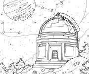 Coloriage Observatoire spatial pour explorer l'espace