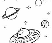 Coloriage et dessins gratuit Ovni dans l'espace à imprimer