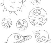 Coloriage Page de Syst&egrave;me solaire pour enfants