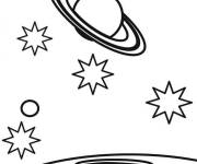 Coloriage Plan&egrave;te et les &eacute;toiles vue de syst&egrave;me solaire