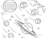 Coloriage Plan&egrave;tes dans leurs routes dans le syst&egrave;me solaire