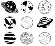 Coloriage Plan&egrave;tes de diff&eacute;rentes nature dans notre syst&egrave;me