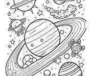Coloriage Plan&egrave;tes et &eacute;toiles ludiques