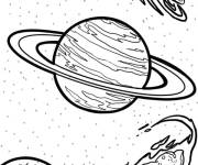 Coloriage Saturne en orbite
