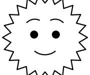 Coloriage Soleil avec visage mignon de dessin anim&eacute;