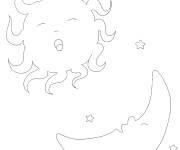 Coloriage Soleil et lune endormis