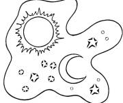 Coloriage Soleil et lune ensemble